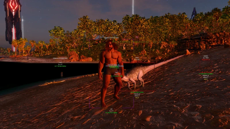 ARK Ascended hacks ESP showing player and dino boxes
